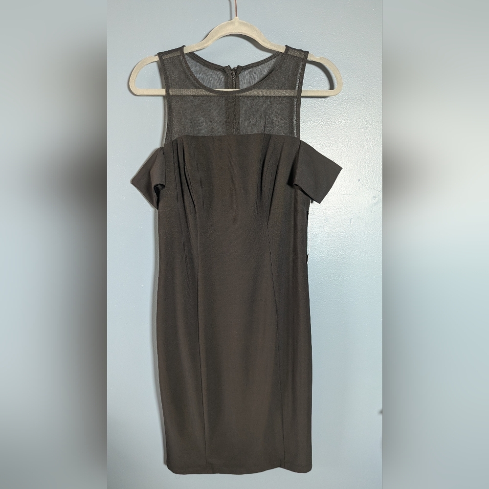 NWT One By Eight Black Dress Mesh Sheer Off The Shoulder Women's Size 10